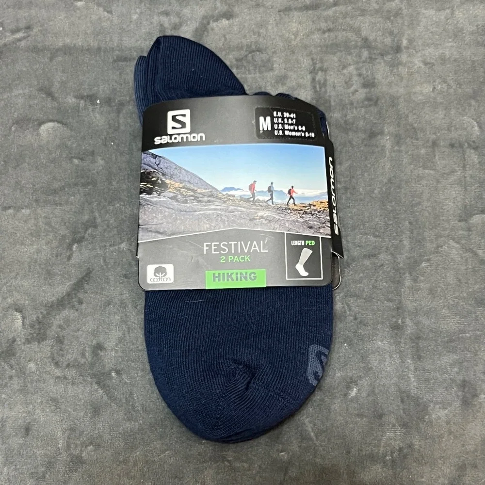 Salomon Festival 2-Pack‎ Hiking Socks - Mood Indigo/Dark Denim - Size M - New